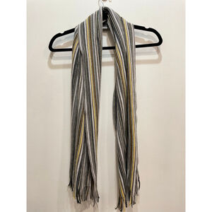 Roots Retro 90s Stripe Knit Scarf Grey Yellow White Men Unisex